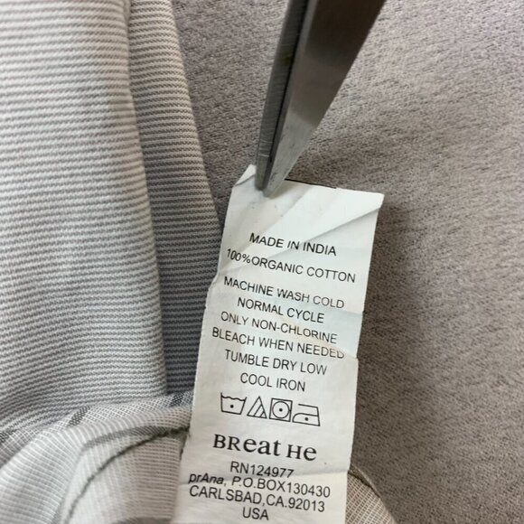 Prana Mens Shirt Medium Gray White Striped Button Up Long Sleeve Organic Cotton - Picture 7 of 9